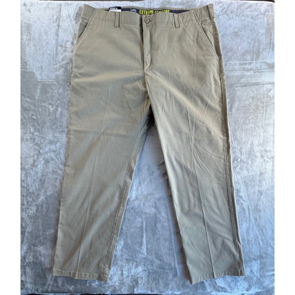 Lee Straight Fit Chino Pants‎ 44x32 Khaki Big Tall Preppy Workwear Stretch Men